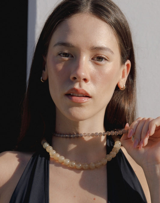 Mini Leia Necklace / Grey Chalcedony
