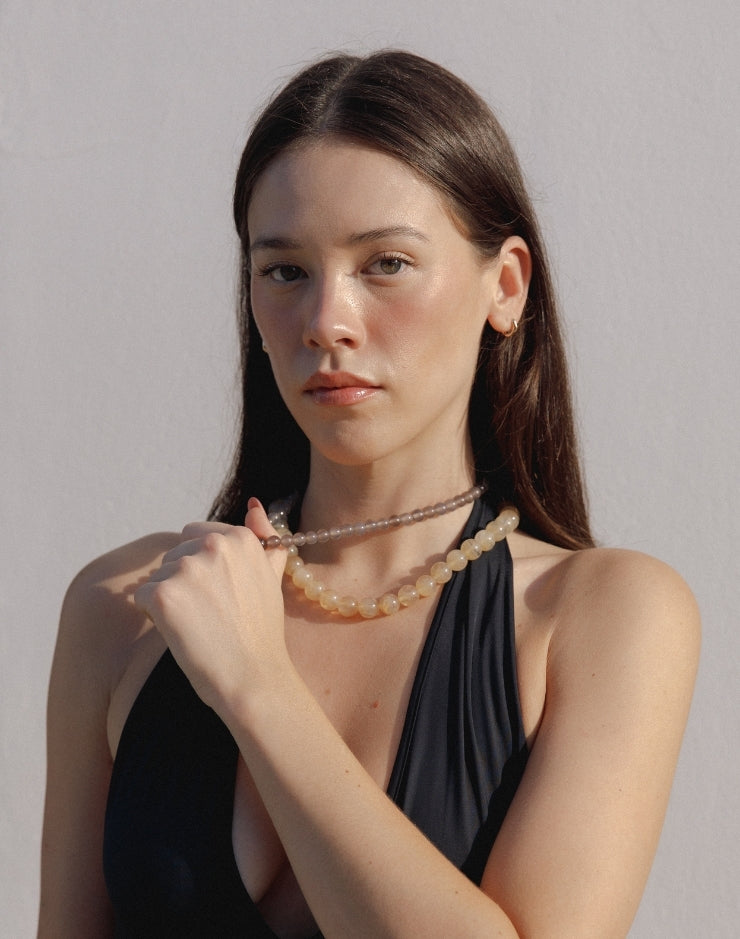 Mini Leia Necklace / Grey Chalcedony