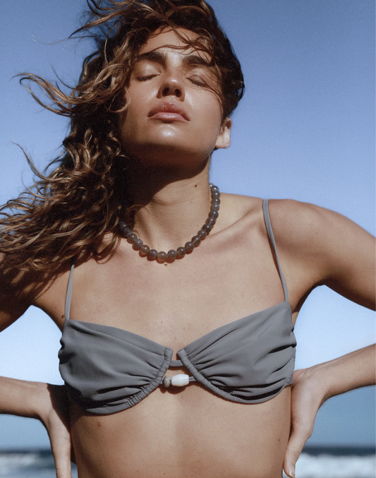 Chunky Leia Necklace / Grey Chalcedony